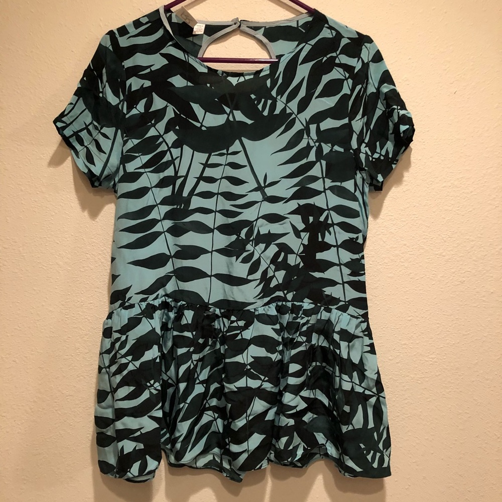 Rachel Ray RR. Silk shirt L blue green